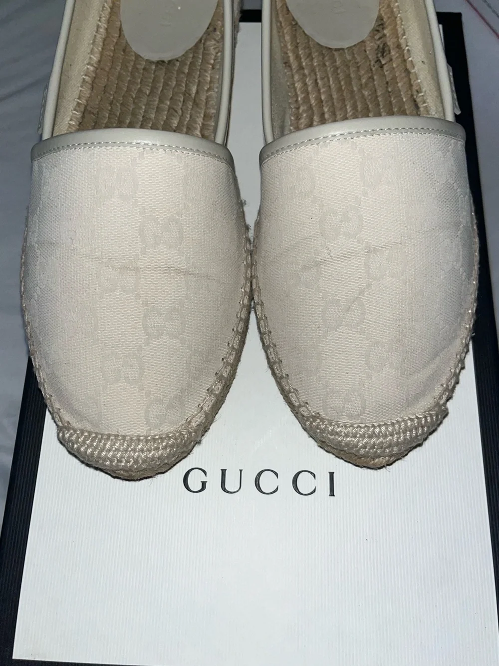 Gucci Cream Canvas GG Espadrilles